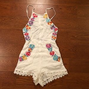 White embroidered romper
